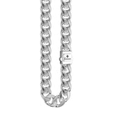 Zancan Collana Cubane Grumetta vista completa catena grumetta argento rodiato con chiusura a scatto logo ESC002-B