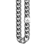 Zancan Collana Cubane Grumetta vista completa catena groumette argento con finiture striate e rosa dei venti ESC003-N
