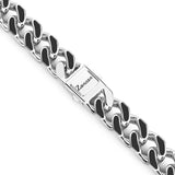 Zancan Collana Cubane Grumetta vista ravvicinata chiusura a scatto con marchio e maglie smaltate nere ESC031L