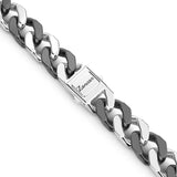 Zancan Collana Cubane Grumetta dettaglio chiusura con logo inciso, maglie argento e ceramica nera ESC034-NE