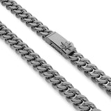 Zancan Collana Cubane Grumetta dettaglio maglia grumetta in argento rutenio nero con placca logo e stella EXC470-NR