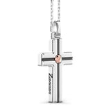 Zancan Collana Insignia 925 Croce vista laterale pendente argento con logo inciso e dettaglio vite oro rosa ESC009R