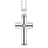 Zancan Collana Insignia 925 Croce pendente argento con vite oro rosa centrale, catena a maglia forzatina ESC009R