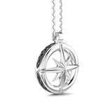 Zancan Collana Insignia 925 Rosa dei venti dettaglio laterale pendente con pietre nere incastonate in argento ESC118