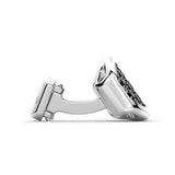 Zancan Gemelli Cosmopolitan Luxury vista laterale meccanismo a bilanciere in argento con spinelli neri ESG014