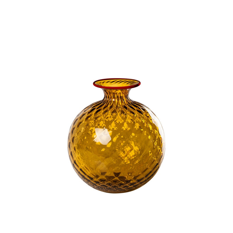VENINI Vaso Monofiore Balloton Piccolo Giallo in Vetro Soffiato di Murano 100.14