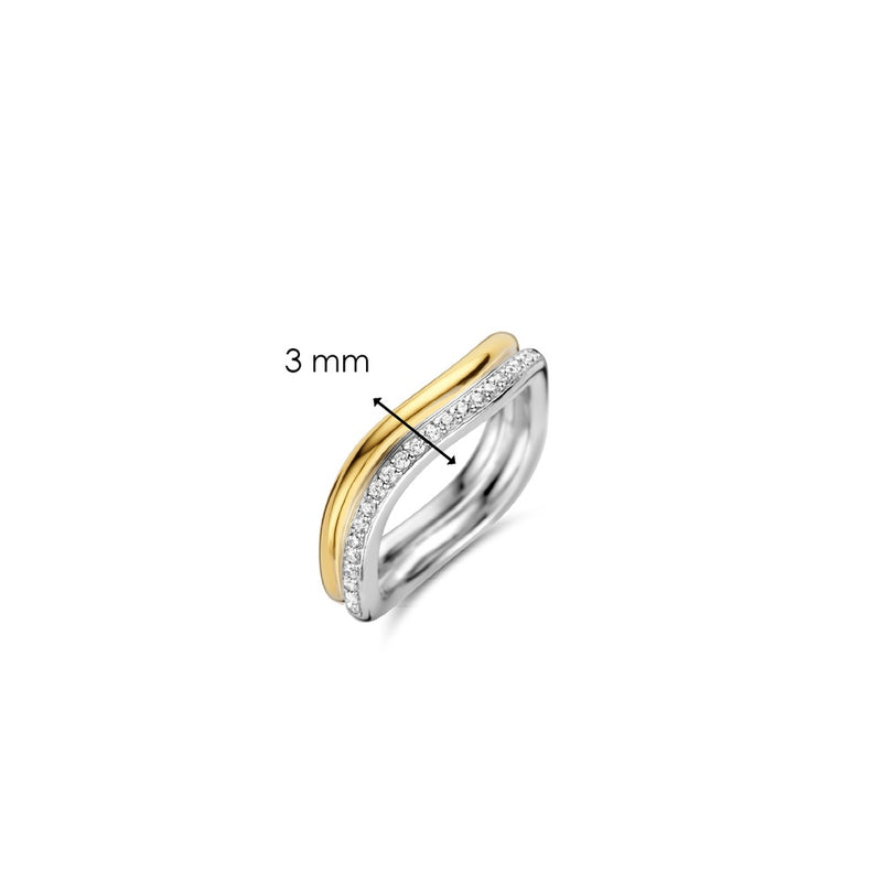 TI SENTO Anello donna fascia ondulata in argento bicolore con fila di zirconi bianchi 12262ZY Dimensioni