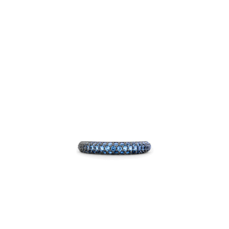 Anello donna TI SENTO fedina in argento rodiato e ossidato con zirconi blu 12105DB Variante1