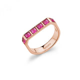 Anello fedina ROSATO in argento placcato oro rosa con zirconi color rubino RZCU96