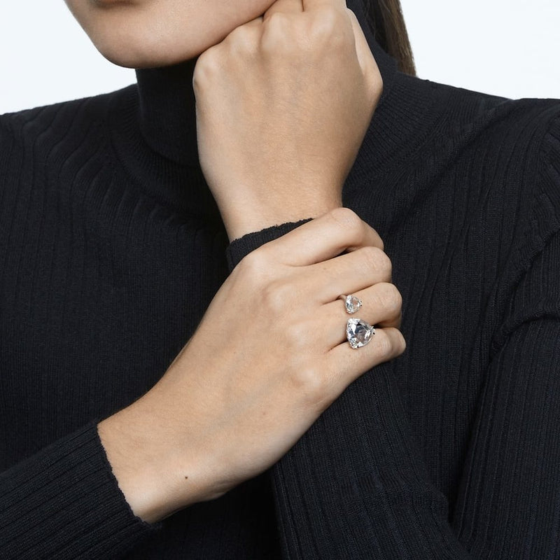 SWAROVSKI anello donna aperto con due cristalli taglio triangolare cocktail Millenia Indossato