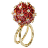 SWAROVSKI anello donna Curiosa a sfera in metallo dorato con cristalli taglio princess arancioni