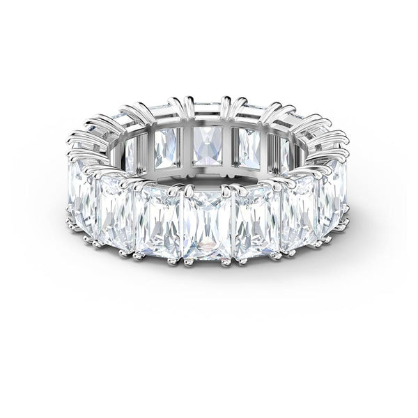 Swarovski anello eternity in metallo rodiato con cristalli rettangolari sfaccettati 5572689