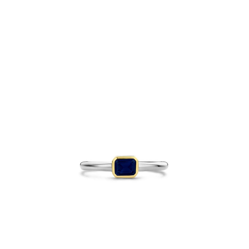 Anello TI SENTO con pietra piccola blu taglio smeraldo in argento bicolore 12273BY Variante2