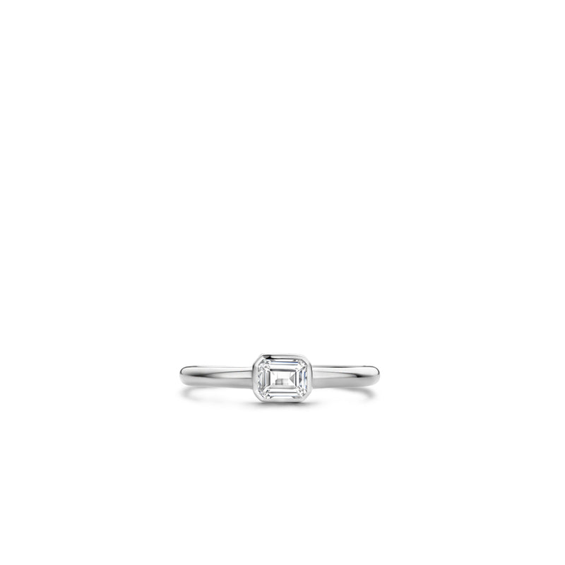 Anello TI SENTO con zircone piccolo taglio smeraldo in argento rodiato 12273ZI Variante2