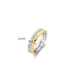 Anello TI SENTO fascia con dettagli rettangolari in argento bicolore con zirconi 12271ZY Dimensioni