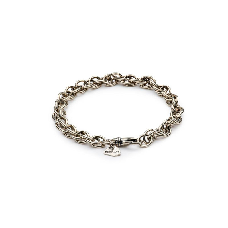 Bracciale uomo Antracite a maglie in argento invecchiato Tritone Variante1