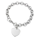 ALFYO Bracciale maglia rolò con cuore grande in argento rodiato TFBRSIHR-3