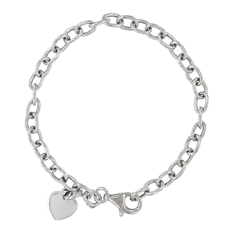 ALFYO Bracciale maglia rolò con cuore piccolo in argento rodiato TFBRSIHR-1