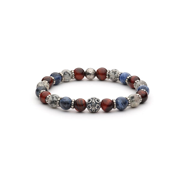 Bracciale Antracite da uomo elasticizzato in argento con perle sferiche in pietre dure naturali Scorpio Chic Variante1