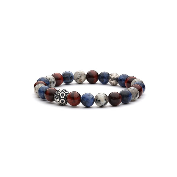 Bracciale Antracite da uomo elasticizzato in argento con perle sferiche in pietre dure naturali Scorpio Variante1