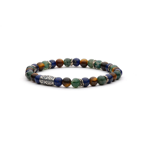 Bracciale Antracite da uomo elasticizzato in argento con perle sferiche in pietre dure naturali Pickford Variante1