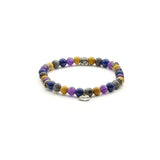 Bracciale Antracite elasticizzato in argento invecchiato con perline da 6 mm in pietre dure naturali Dorothy