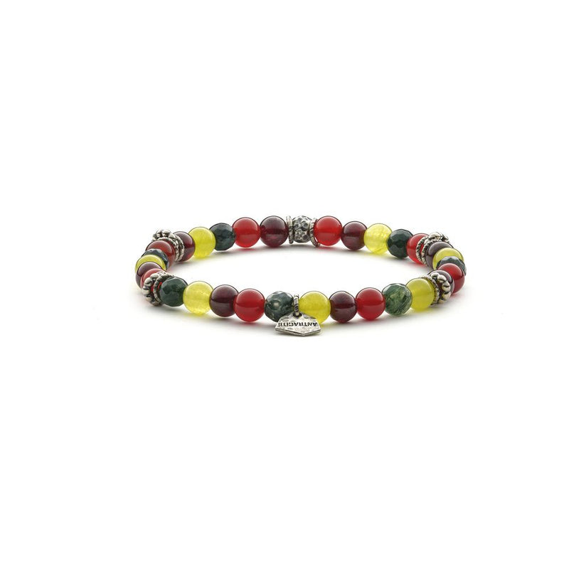 Bracciale Antracite elasticizzato in argento invecchiato con perline da 6 mm in pietre dure naturali Kimberley Variante