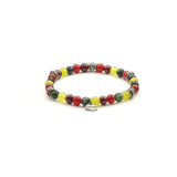 Bracciale Antracite elasticizzato in argento invecchiato con perline da 6 mm in pietre dure naturali Kimberley