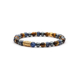 Bracciale Antracite da uomo elasticizzato in argento dorato con perle sferiche in pietre dure naturali Sorrentino Variante1