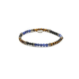 Bracciale Antracite elasticizzato in argento invecchiato con perline da 4 mm in pietre dure naturali Rex