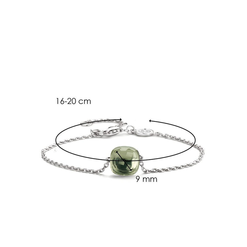 Bracciale donna Ti Sento con cristallo centrale verde, taglio cuscino in argento 2934GG Dimensioni