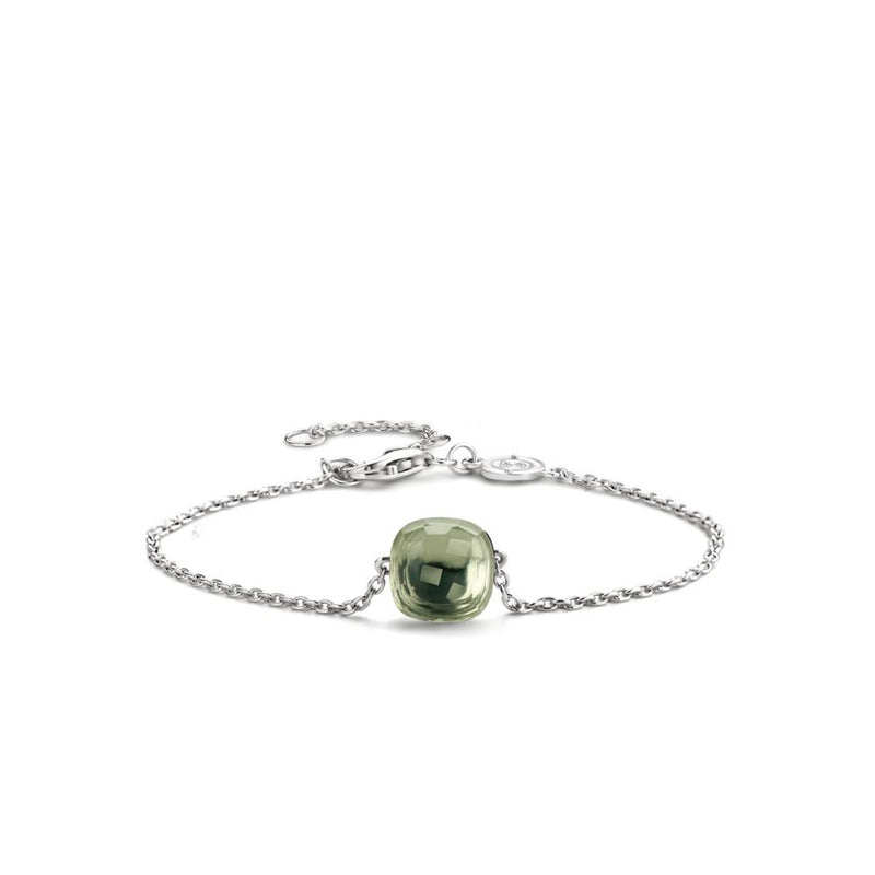 Bracciale donna Ti Sento con cristallo centrale verde, taglio cuscino in argento 2934GG