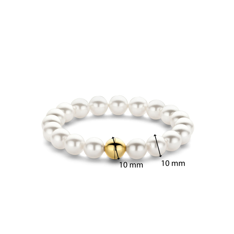 Bracciale Ti Sento con perle bianche diametro 10 mm e chiusura in argento dorato 23013YP Dimensioni