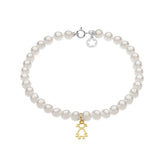 Bracciale donna Comete con perle coltivate di fiume bianche con charm a forma di bimba in oro giallo BRQ 320