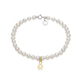Bracciale donna Comete con perle coltivate di fiume bianche con charm a forma di bimbo in oro giallo BRQ 321