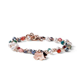 bracciale Maria Cristina Sterling a due giri in argento rosè con perle colorate e charm quadrifoglio G3972R