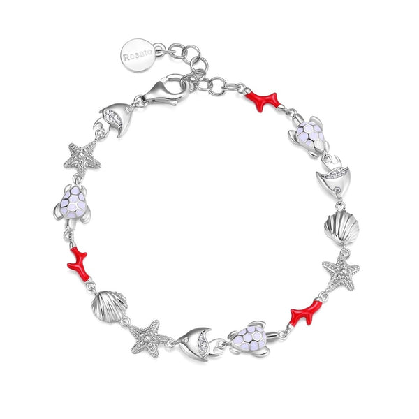 Bracciale donna Rosato in argento con pendenti di conchiglia, tartaruga, corallo, stella marina e pesce RZIB11