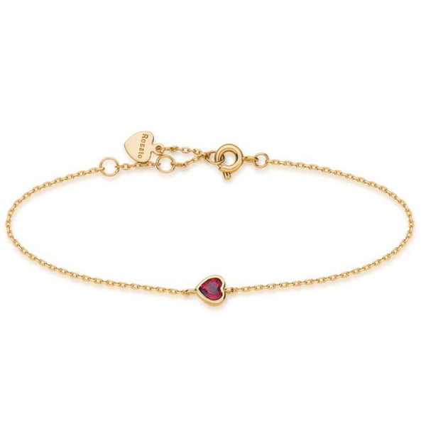 Bracciale donna Rosato in oro giallo 9 kt con cuore centrale con pietra di granato RGAB002