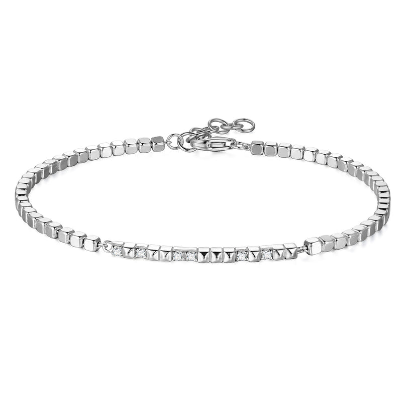 Bracciale in argento sterling con linea di zirconi cubici da 17 Bracciale in argento sterling con linea di zirconi cubici da 17