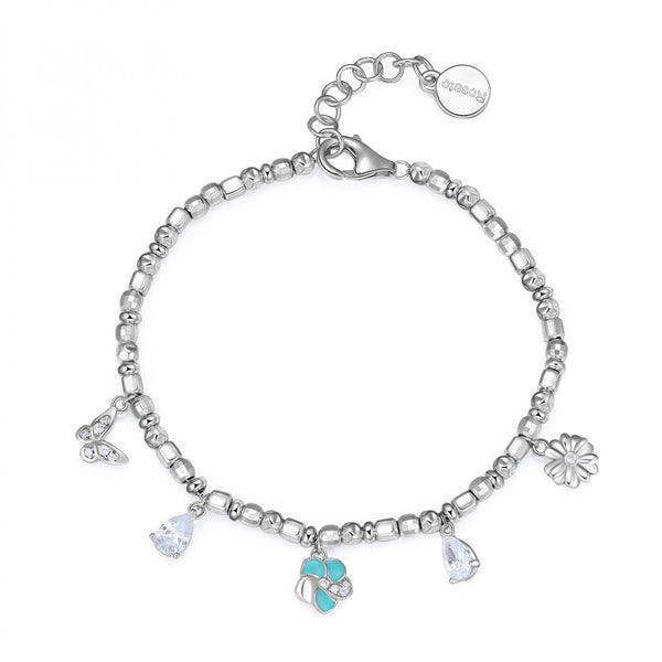 ROSATO Bracciale donna con pendenti primavera in argento, smalto turchese e zirconi RZGA19