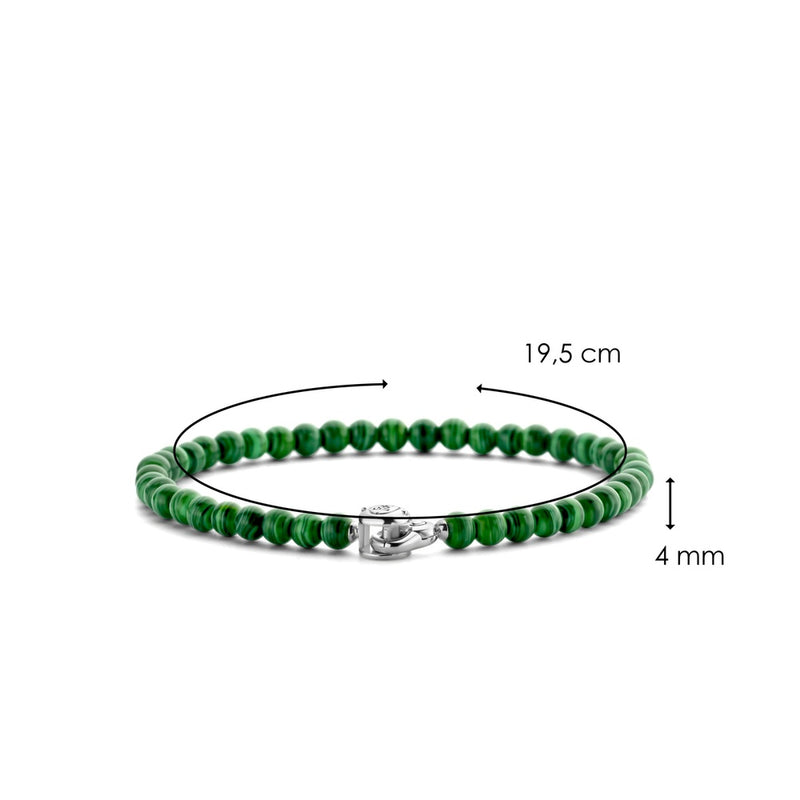 Bracciale donna Ti Sento Milano in argento con perline color verde malachite 2908MA Dimensioni