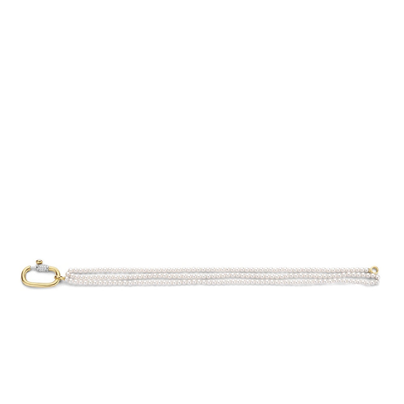 Bracciale Ti Sento a tre fili con perle bianche e chiusura in argento dorato e zirconi 2976PW Variante2