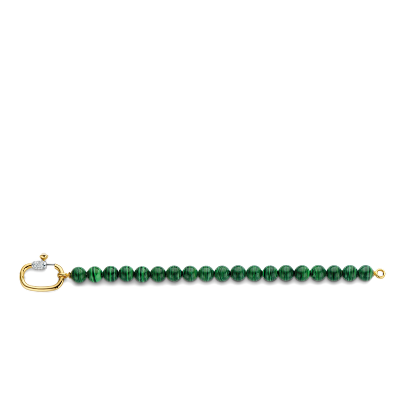 Bracciale Ti Sento con perle color verde malachite e chiusura in argento dorato con zirconi 2961MA Variante
