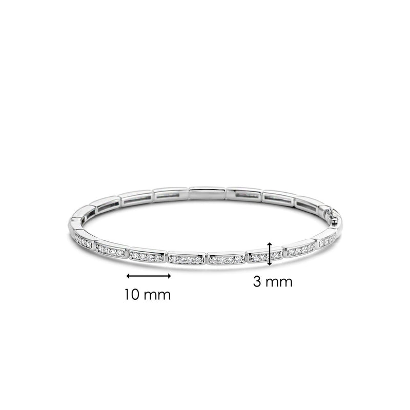 Bracciale TI SENTO donna rigido con decoro rettangolare in argento rodiato e zirconi 23001ZI Dimensioni