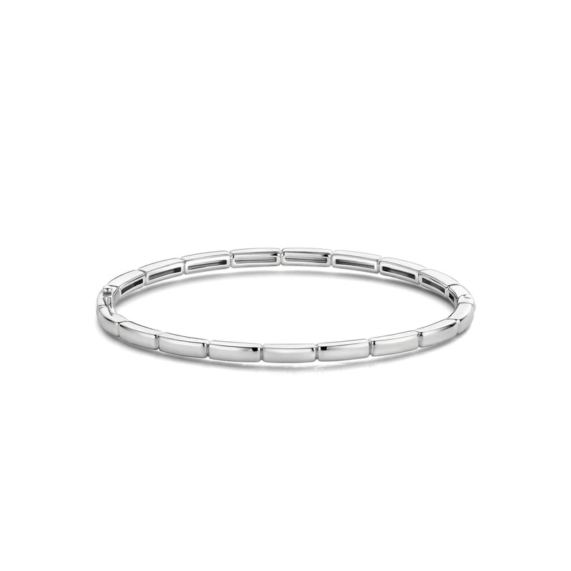 Bracciale TI SENTO donna rigido con decoro rettangolare in argento rodiato e zirconi 23001ZI Variante2