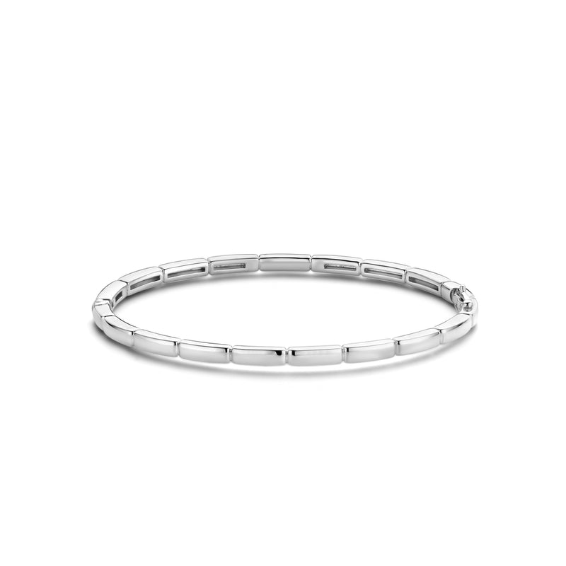 Bracciale TI SENTO donna rigido con decoro rettangolare in argento rodiato 23001SI