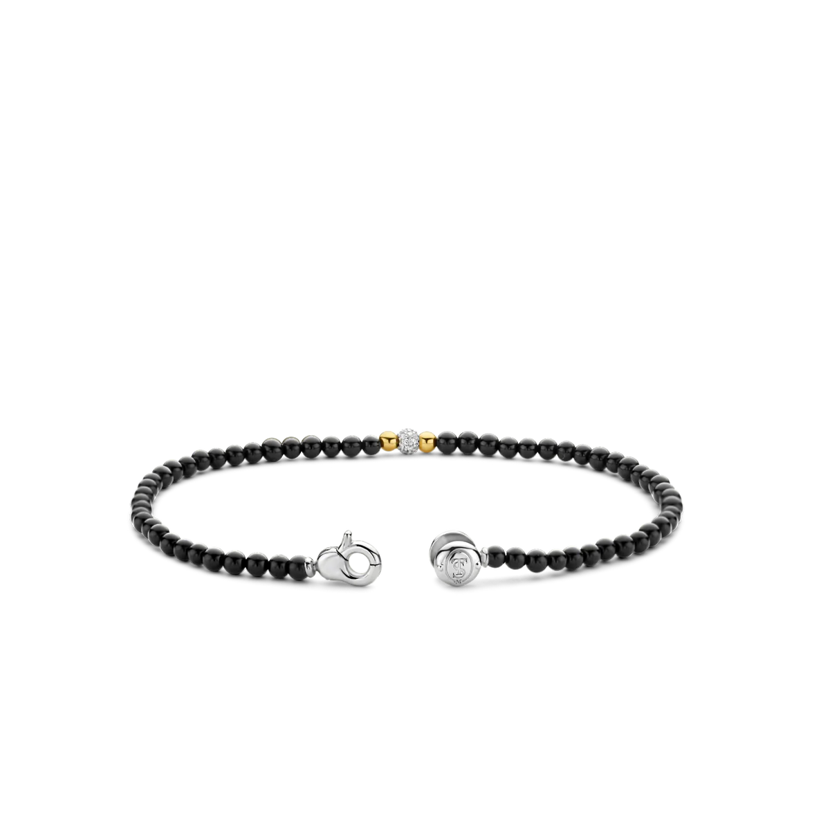 Bracciale Uomo/Donna In Acciaio Inox Con Perle Di Ematite Nere Opache – Chiusura Elastica