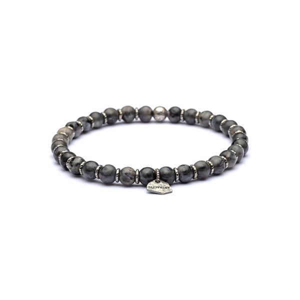 Bracciale Uomo Pietre Dure in Argento con Agata ANTRACITE Colore Grigio FREEDOM