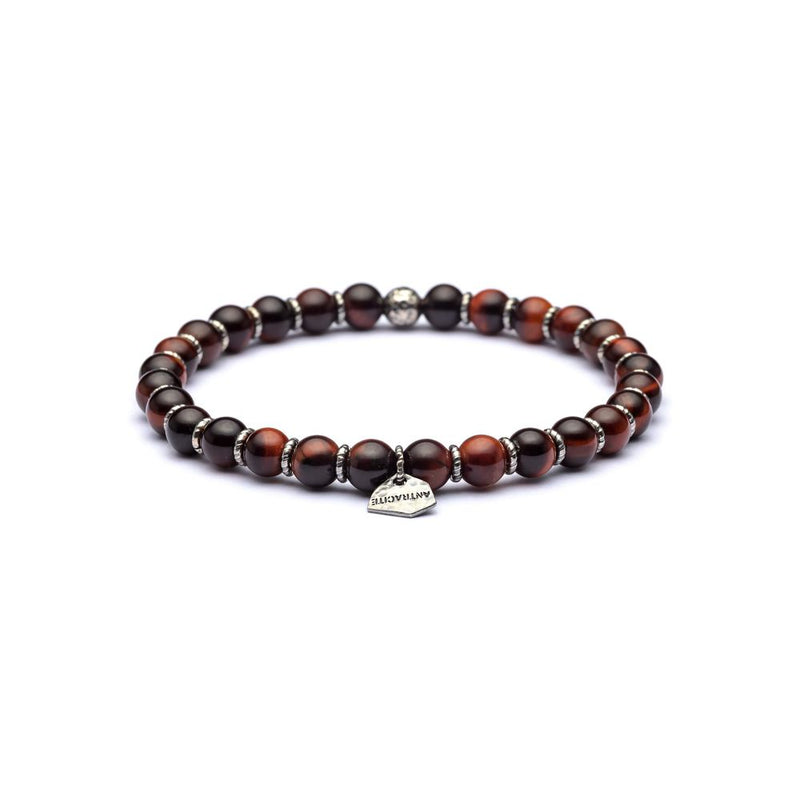 Bracciale Uomo Pietre Dure in Argento ANTRACITE Colore Rosso SAGRADA