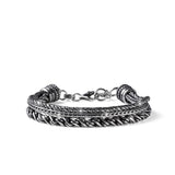 Bracciale uomo Maria Cristina Sterling in argento brunito con tre tipi di catena diversi G3501